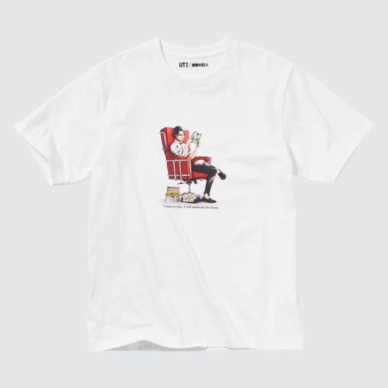 Men Uniqlo Attack On Titan Ut Short-sleeve Graphic The Captain Levi T Shirts White | 198167
