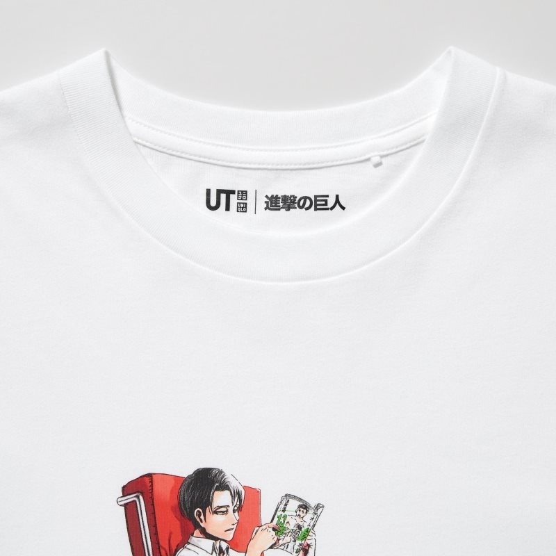 Men Uniqlo Attack On Titan Ut Short-sleeve Graphic The Captain Levi T Shirts White | 198167