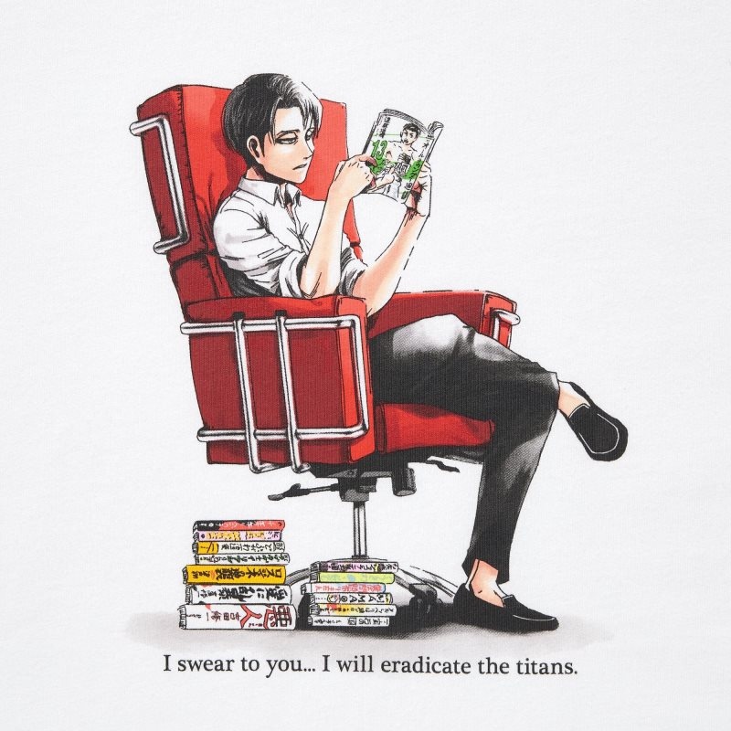 Men Uniqlo Attack On Titan Ut Short-sleeve Graphic The Captain Levi T Shirts White | 198167