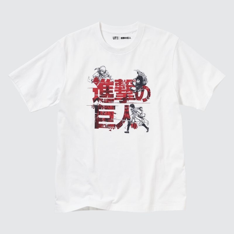 Men Uniqlo Attack On Titan Ut Short-sleeve Graphic Eren, Mikasa, And Armin T Shirts White | 3360296