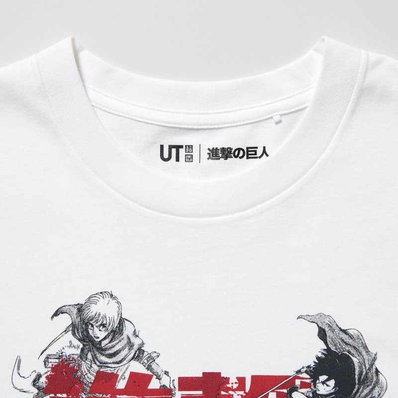 Men Uniqlo Attack On Titan Ut Short-sleeve Graphic Eren, Mikasa, And Armin T Shirts White | 3360296