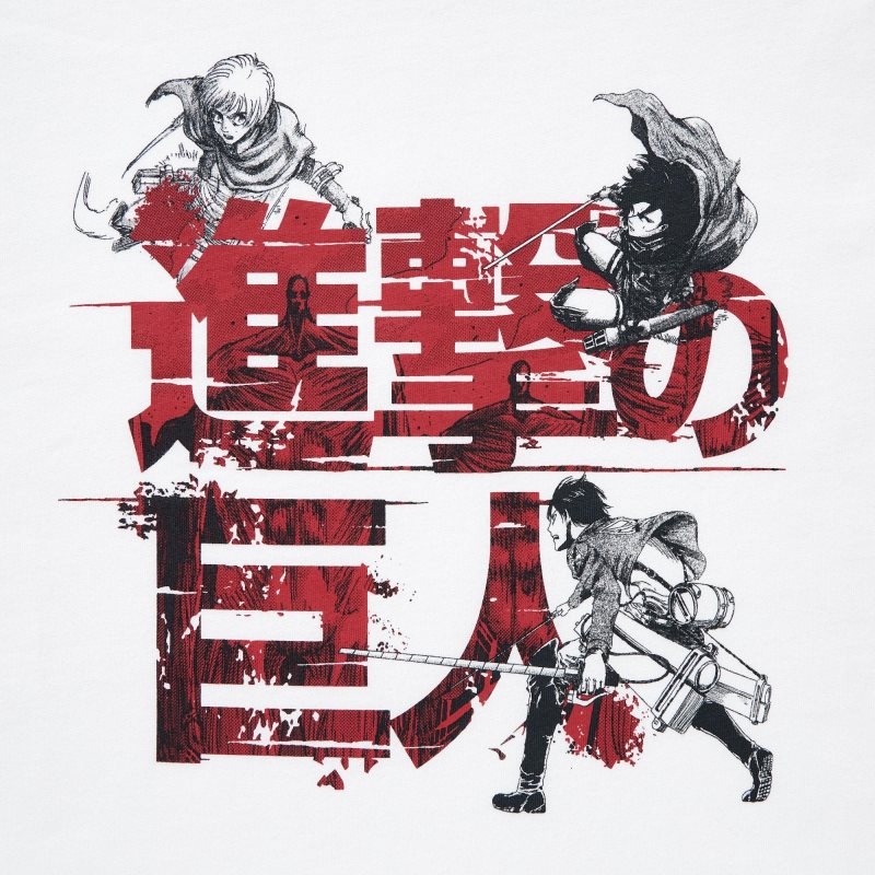 Men Uniqlo Attack On Titan Ut Short-sleeve Graphic Eren, Mikasa, And Armin T Shirts White | 3360296