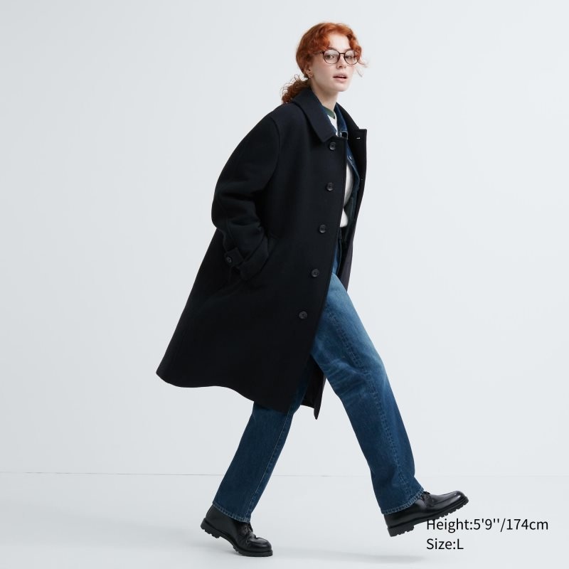 Men Uniqlo Balmacaan Coats Navy | 3453085