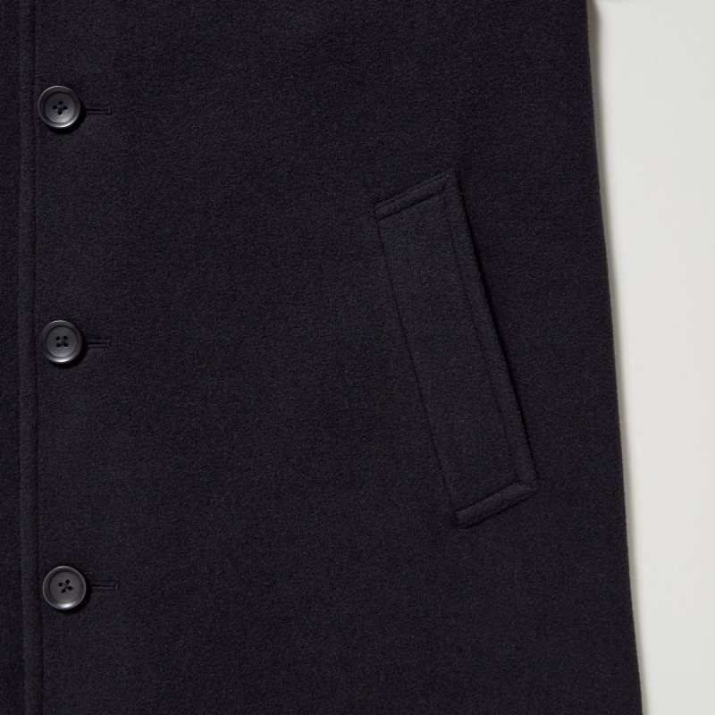 Men Uniqlo Balmacaan Coats Navy | 3453085