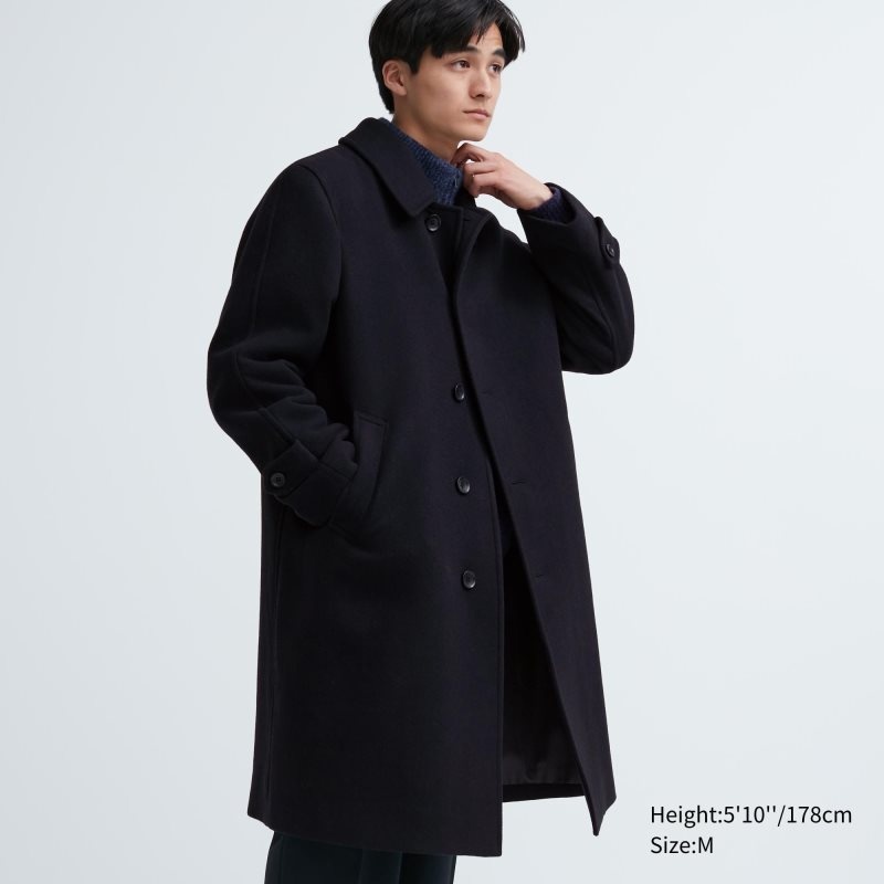 Men Uniqlo Balmacaan Coats Navy | 3453085