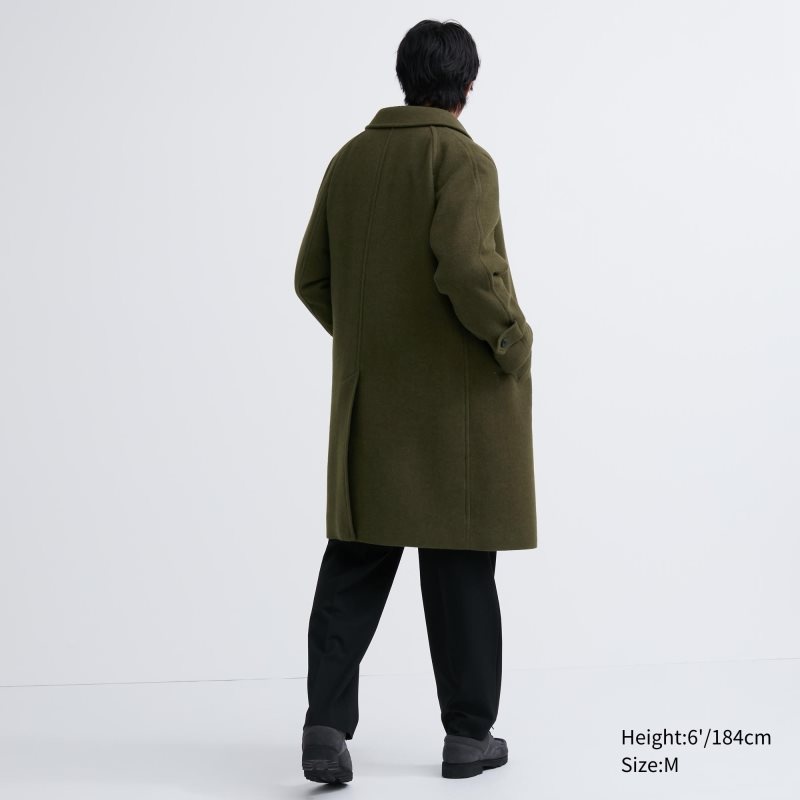 Men Uniqlo Balmacaan Coats Olive | 5804966