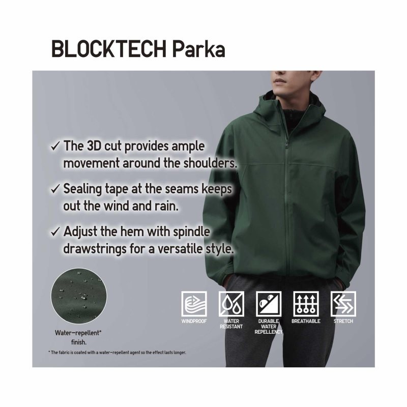 Men Uniqlo Blocktech 3d Cut Parka Red | 2479286