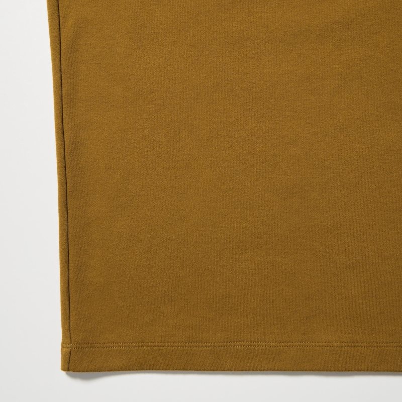 Men Uniqlo Brushed Cotton Crew Neck Long-sleeve T Shirts Brown | 4906119