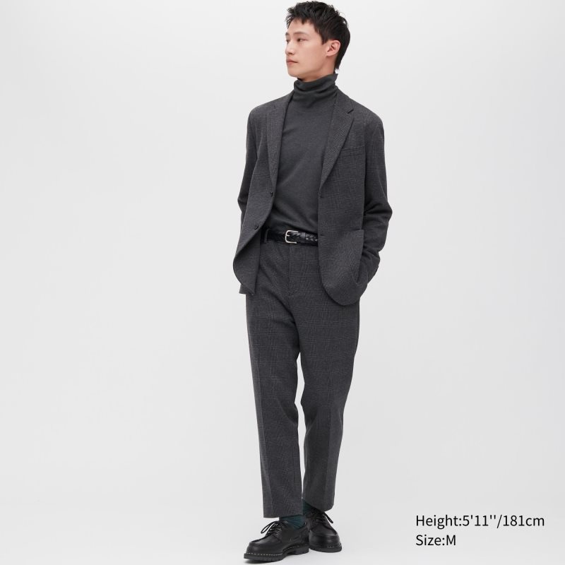 Men Uniqlo Brushed Cotton Turtleneck Long-sleeve T Shirts Black | 9608568