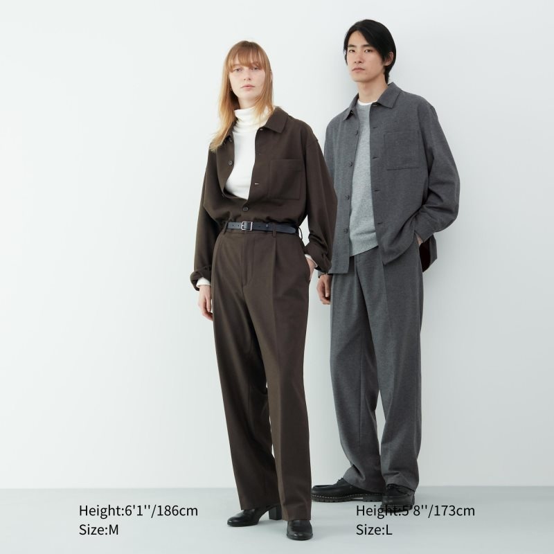 Men Uniqlo Brushed Twill Overshirt Shirts Brown | 7292515