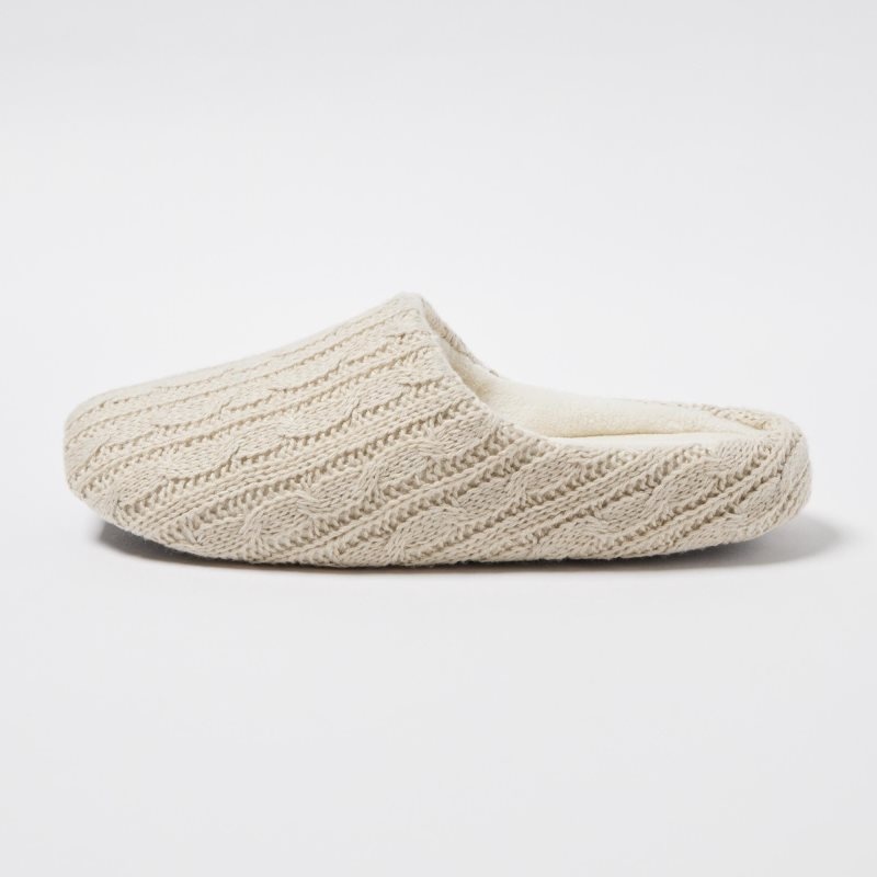 Men Uniqlo Cable Knit Rubber Sole Slippers Beige | 9461653