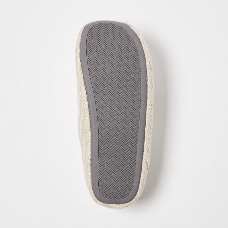 Men Uniqlo Cable Knit Rubber Sole Slippers Beige | 9461653