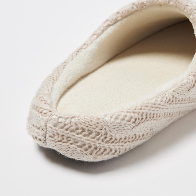 Men Uniqlo Cable Knit Rubber Sole Slippers Beige | 9461653
