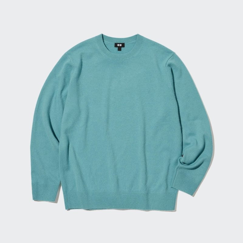 Men Uniqlo Cashmere Crew Neck Long-sleeve Sweaters Blue | 1788893