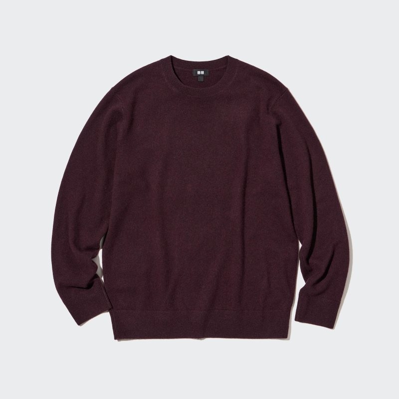 Men Uniqlo Cashmere Crew Neck Long-sleeve Sweaters Chocolate | 6700574