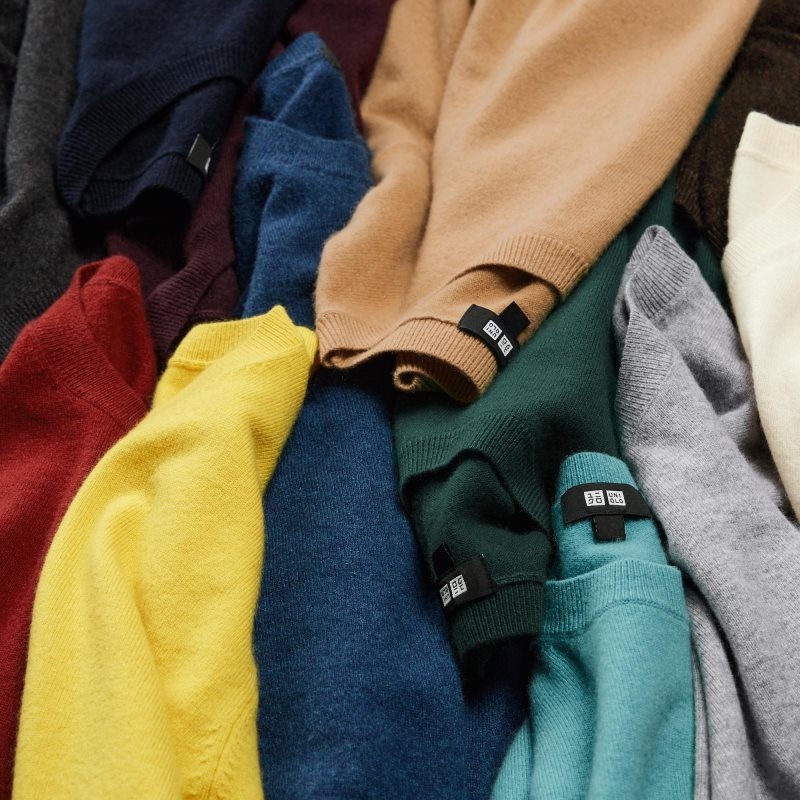 Men Uniqlo Cashmere Crew Neck Long-sleeve Sweaters Green | 1753625