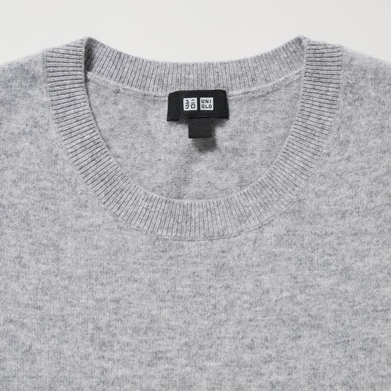 Men Uniqlo Cashmere Crew Neck Long-sleeve Sweaters Grey | 875926