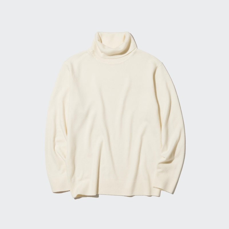 Men Uniqlo Cashmere Turtleneck Long-sleeve Sweaters White | 9218241