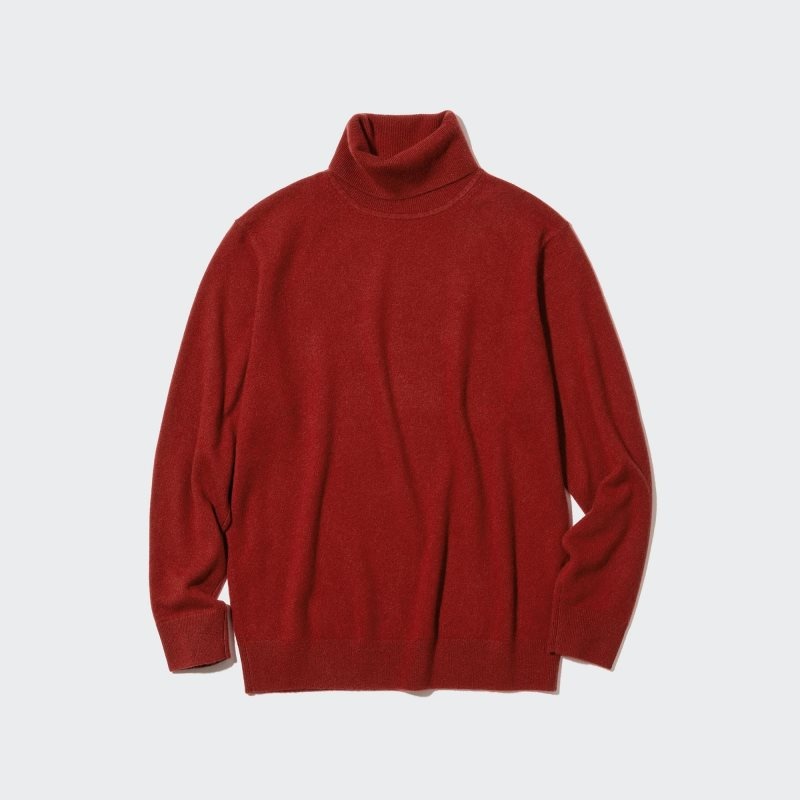 Men Uniqlo Cashmere Turtleneck Long-sleeve Sweaters Red | 7843163