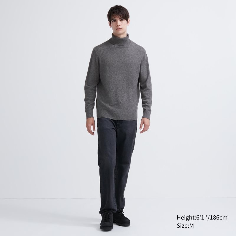 Men Uniqlo Cashmere Turtleneck Long-sleeve Sweaters Grey | 9116721