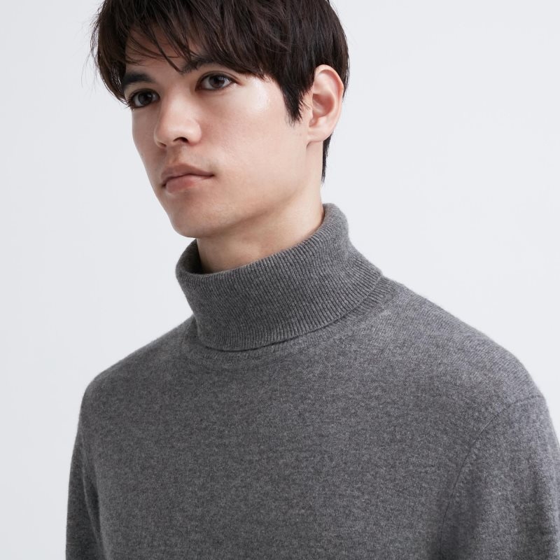 Men Uniqlo Cashmere Turtleneck Long-sleeve Sweaters Grey | 9116721