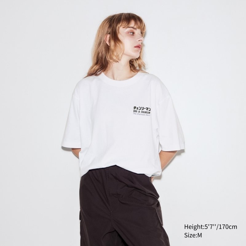 Men Uniqlo Chainsaw Man × Kosuke Kawamura Short Sleeve Ut Oversized T Shirts White | 8952810