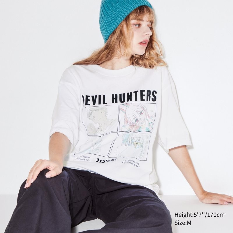 Men Uniqlo Chainsaw Man × Kosuke Kawamura Short Sleeve Ut Oversized T Shirts White | 2784133