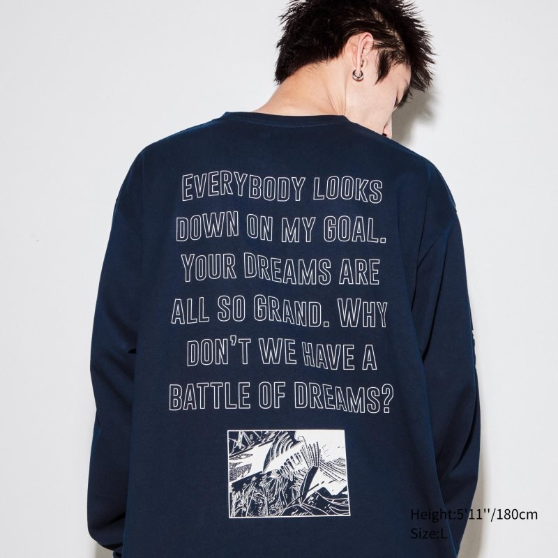 Men Uniqlo Chainsaw Man × Kosuke Kawamura Ut Long-sleeve Graphic T Shirts Navy | 2502941
