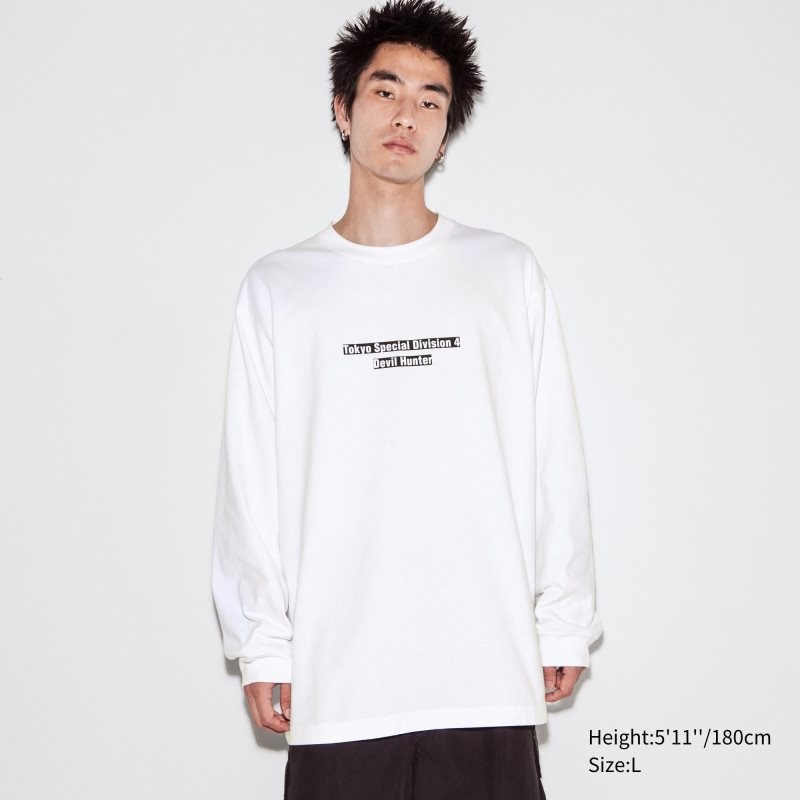 Men Uniqlo Chainsaw Man × Kosuke Kawamura Ut Long-sleeve Graphic T Shirts White | 6649713