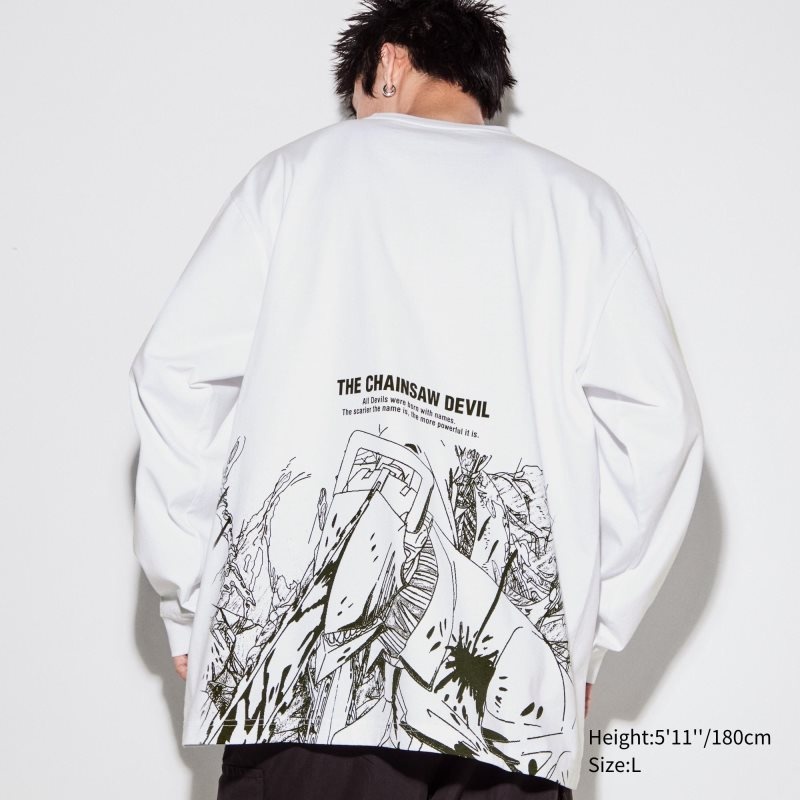 Men Uniqlo Chainsaw Man × Kosuke Kawamura Ut Long-sleeve Graphic T Shirts White | 6649713