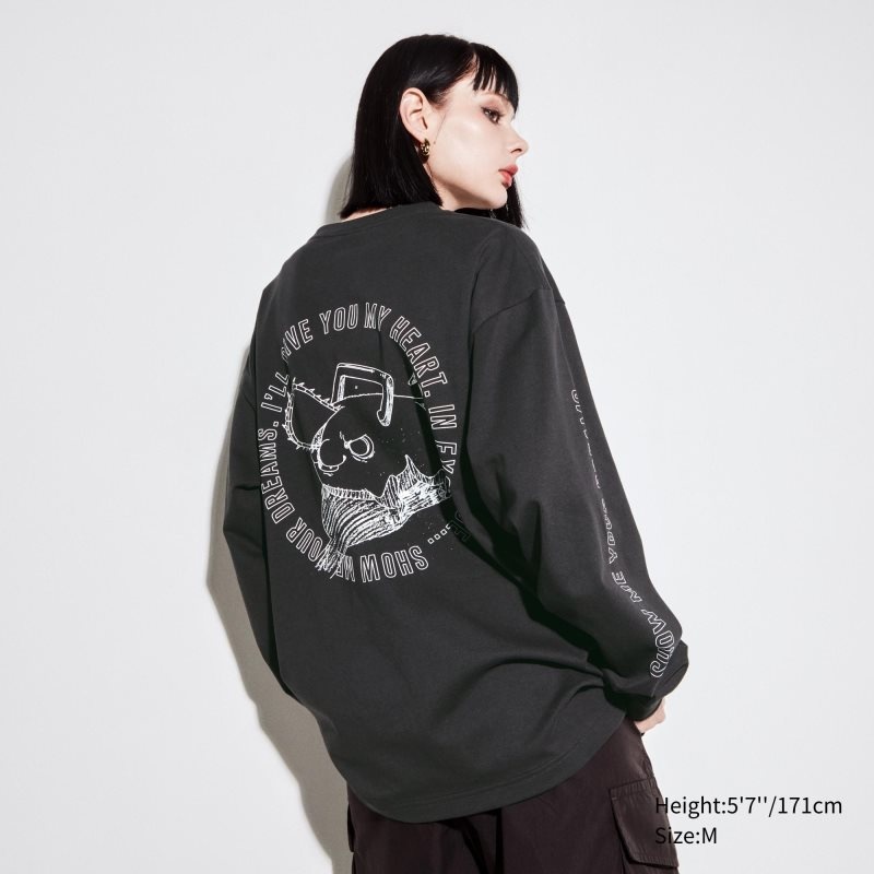 Men Uniqlo Chainsaw Man × Kosuke Kawamura Ut Long-sleeve Graphic T Shirts Grey | 750621