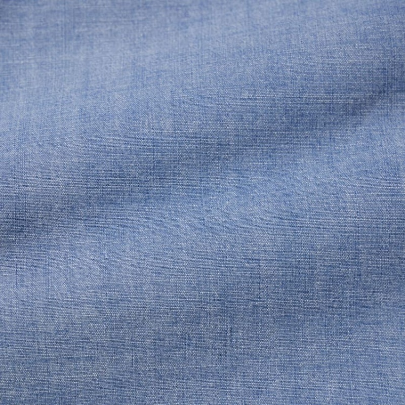 Men Uniqlo Chambray Stretch Easy Shorts Blue | 2783487