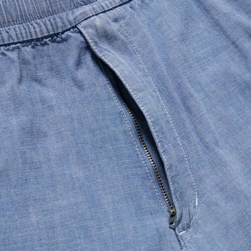 Men Uniqlo Chambray Stretch Easy Shorts Blue | 2783487