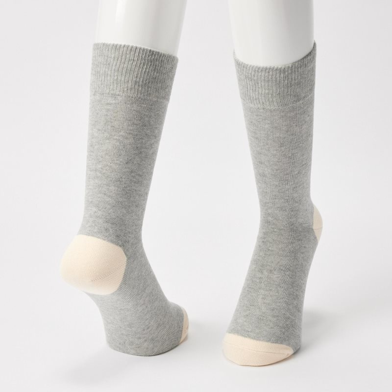 Men Uniqlo Color Block Socks Grey | 8235861