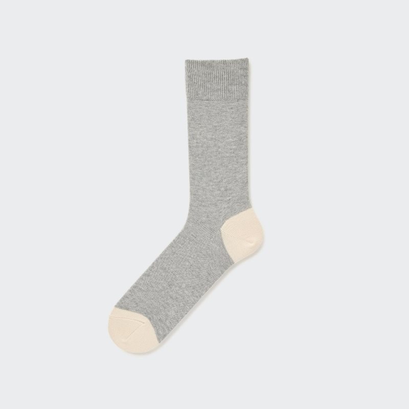 Men Uniqlo Color Block Socks Grey | 8235861