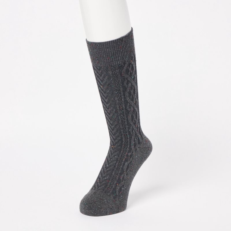 Men Uniqlo Color Nep Cable Socks Grey | 4692693