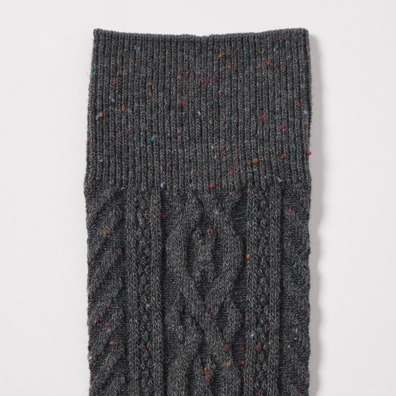 Men Uniqlo Color Nep Cable Socks Grey | 4692693