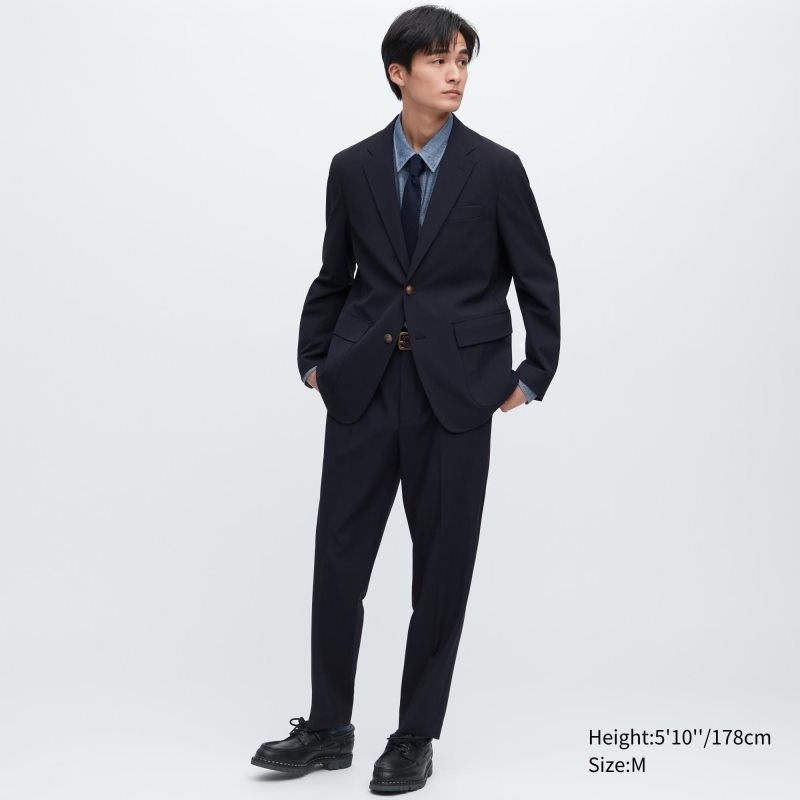Men Uniqlo Comfort Blazers Navy | 7190373