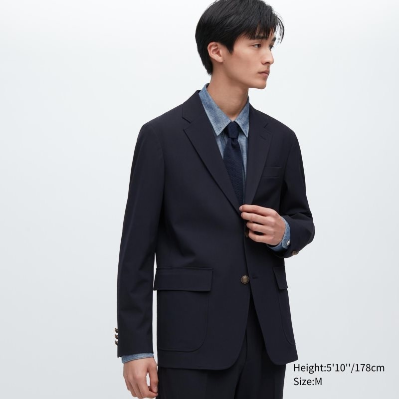 Men Uniqlo Comfort Blazers Navy | 7190373