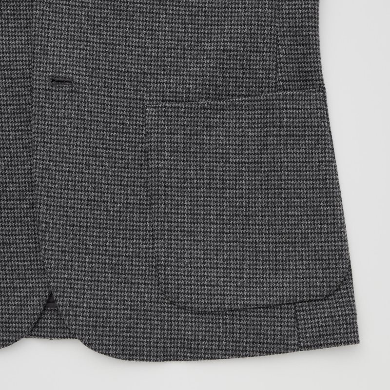 Men Uniqlo Comfort Houndstooth Jackets Grey | 4003524