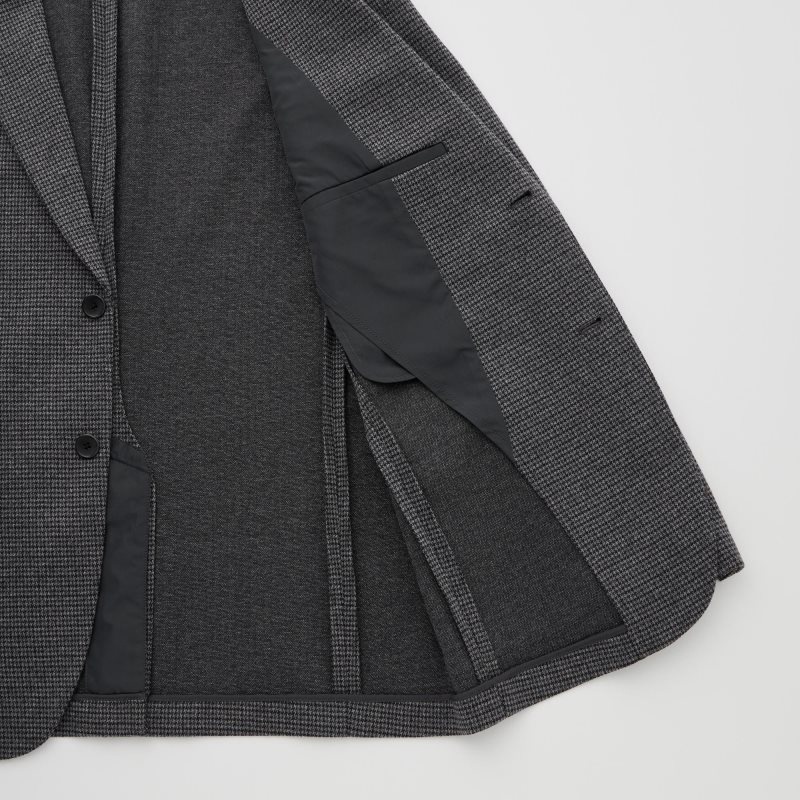 Men Uniqlo Comfort Houndstooth Jackets Grey | 4003524