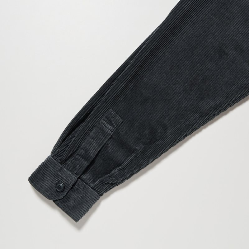 Men Uniqlo Corduroy Work Long-sleeve Shirts Navy | 5788564