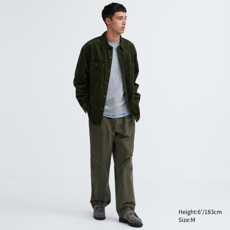 Men Uniqlo Corduroy Work Long-sleeve Shirts Navy | 5788564