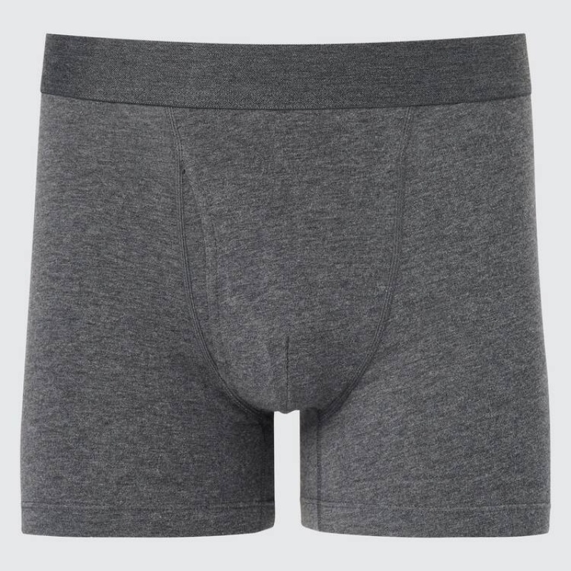 Men Uniqlo Cotton Boxer Underwear Grey | 7136079