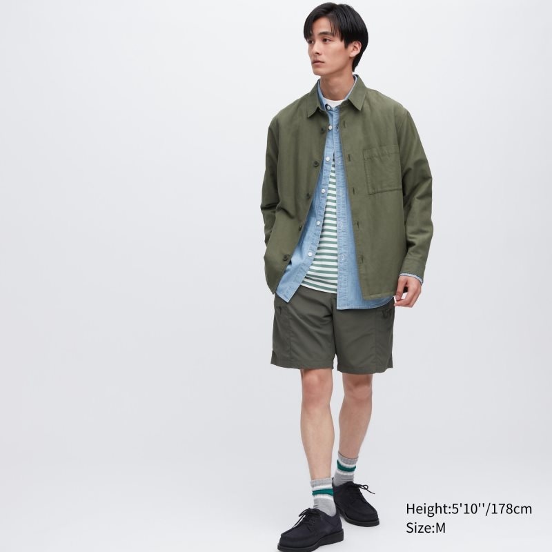 Men Uniqlo Cotton Linen Over Shirt Jackets Navy | 1981160