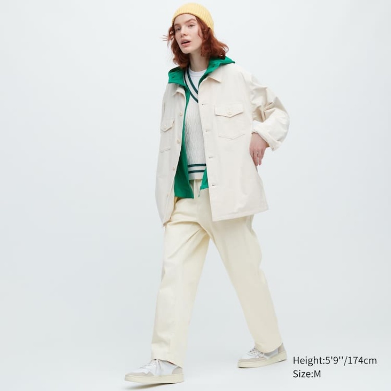 Men Uniqlo Cotton Relaxed Fit Ankle Length Pants White | 4908204