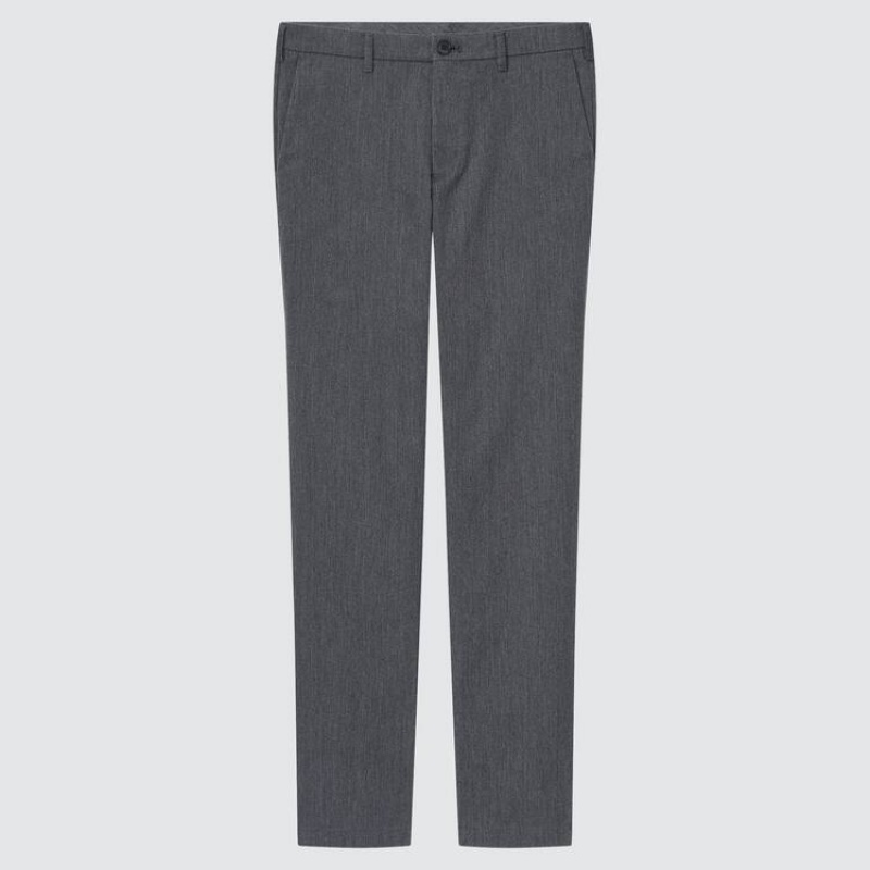 Men Uniqlo Cotton Stretch Slim Fit Chinos Pants Grey | 8210656