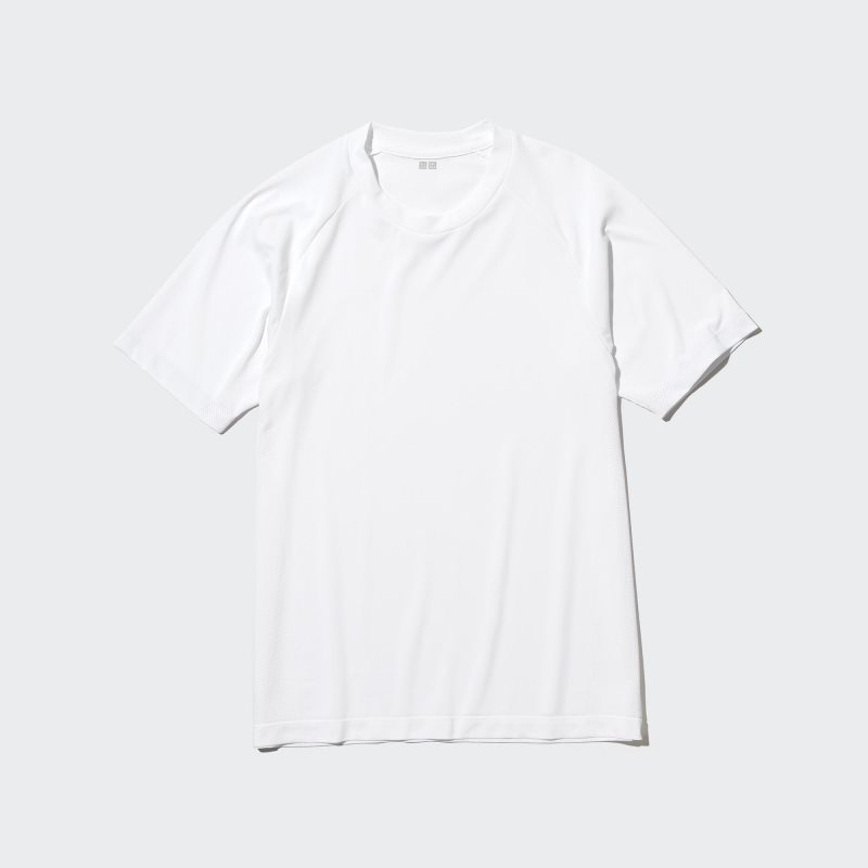Men Uniqlo DRY-EX Crew Neck Short-Sleeve Printed T Shirts White | 4645557