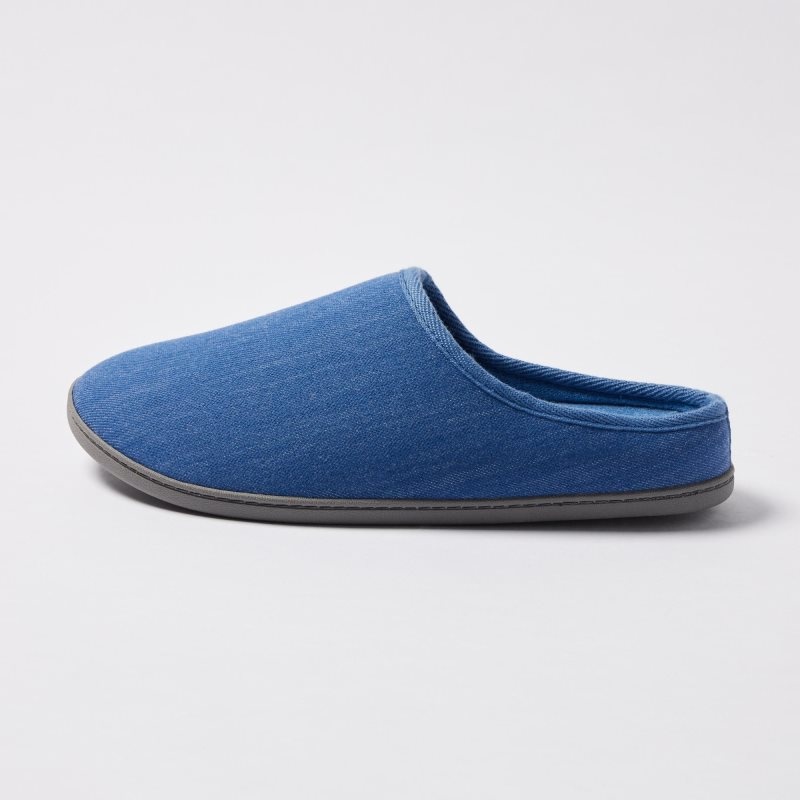 Men Uniqlo Denim Like Room Rubber Sole Slippers Navy | 2780993