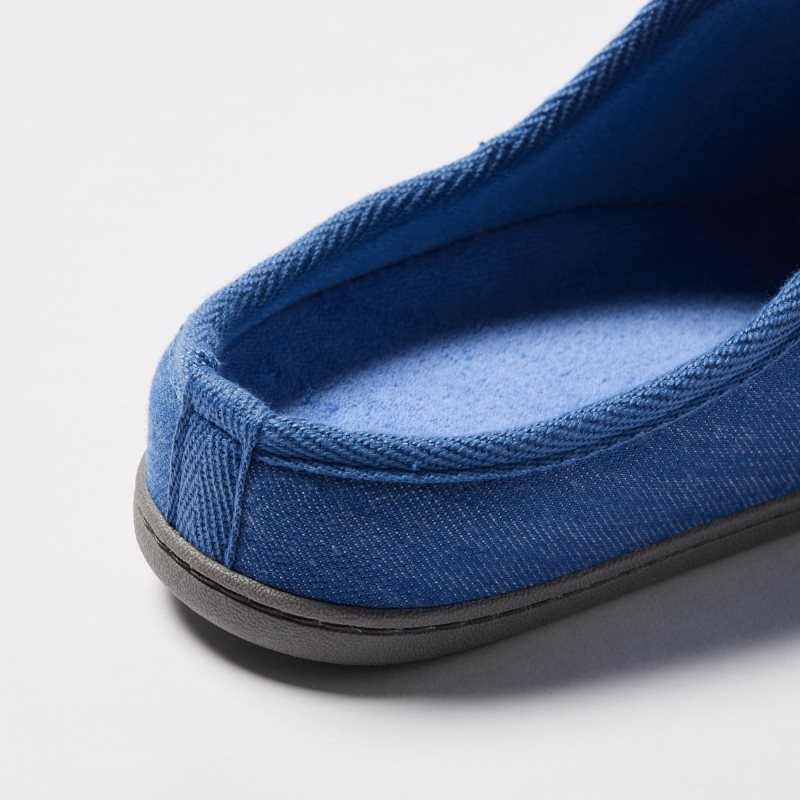 Men Uniqlo Denim Like Room Rubber Sole Slippers Navy | 2780993